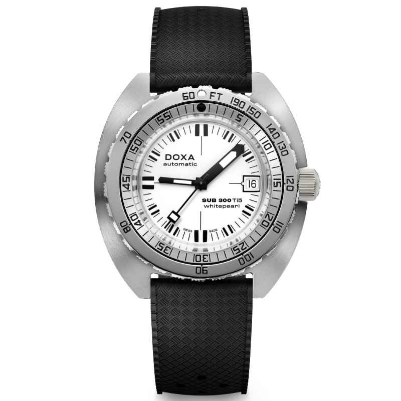 DOXA - OROLOGIO SUB 300 TI5 WHITEPEARL CINTURINO NERO