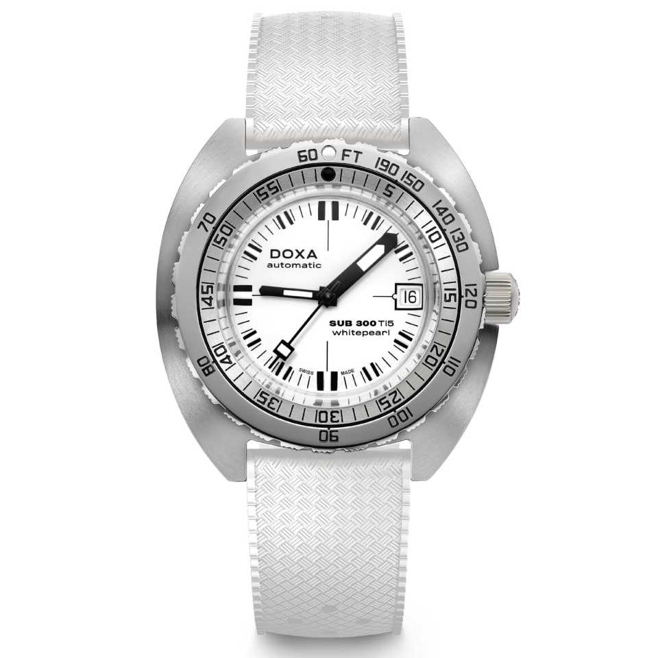 DOXA - OROLOGIO SUB 300 TI5 WHITEPEARL CINTURINO BIANCO
