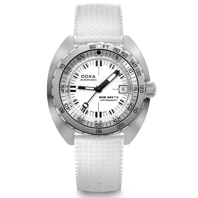 DOXA - OROLOGIO SUB 300 TI5 WHITEPEARL CINTURINO BIANCO