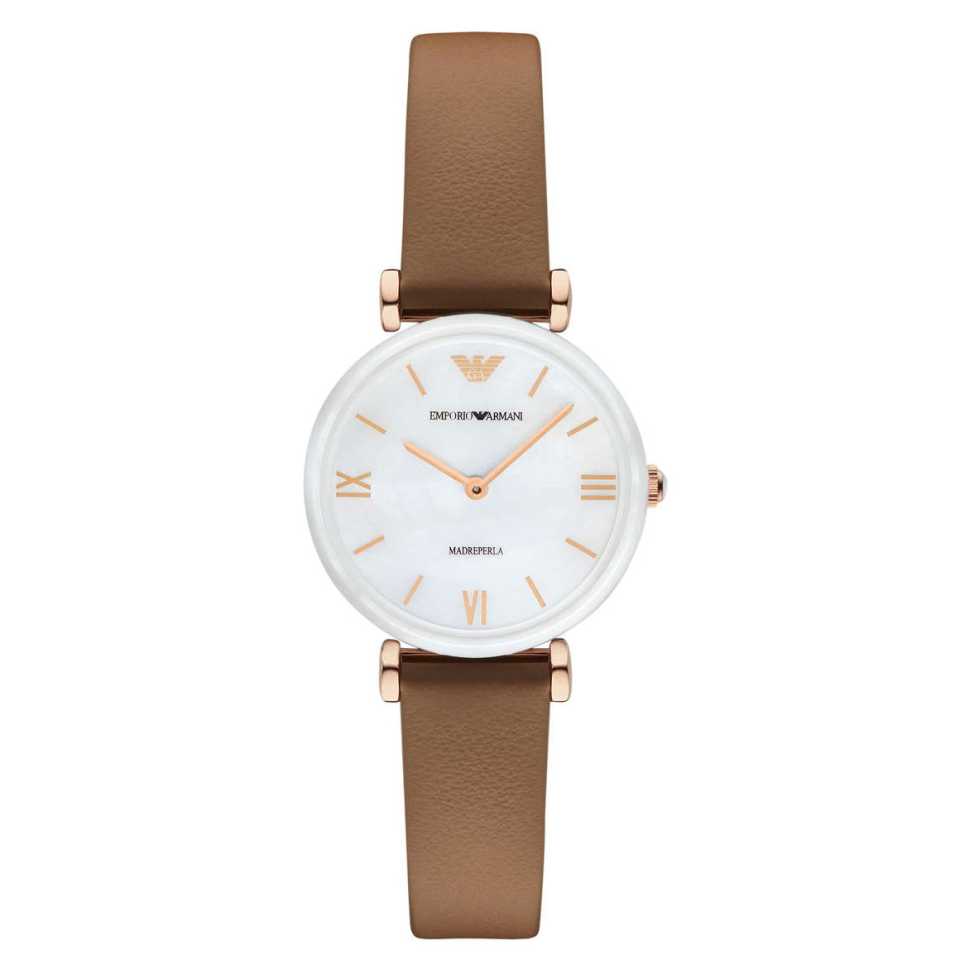 EMPORIO ARMANI - LADIES WATCH WITH LEATHER STRAP