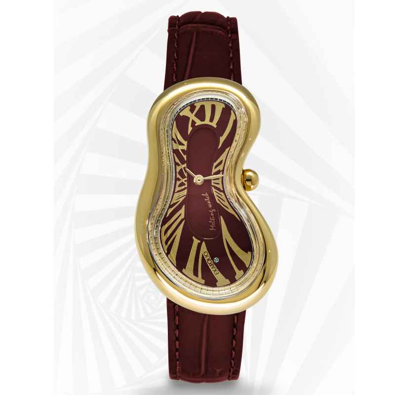 EXAEQUO - MELTING GOLD BURGUNDY WATCH
