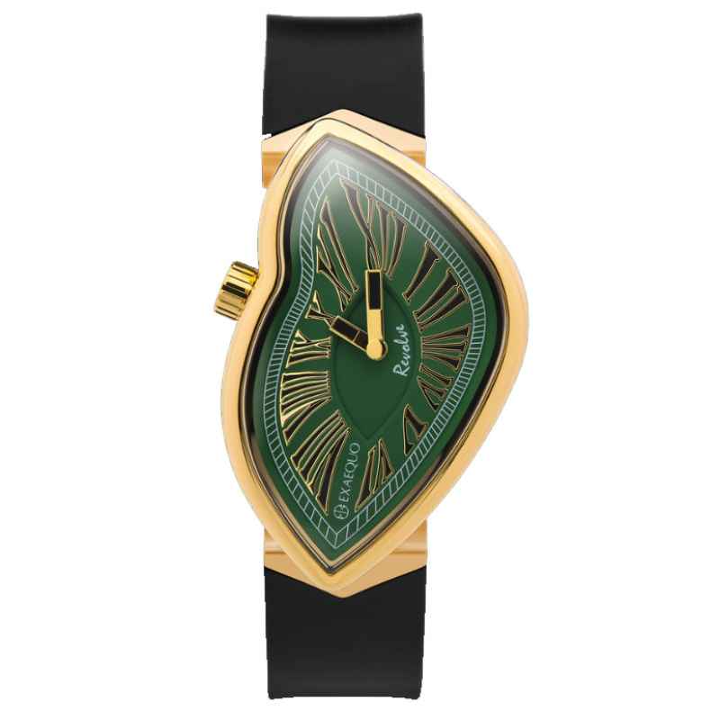 EXAEQUO - REVOLVE GREEN STEEL GOLD IP WATCH