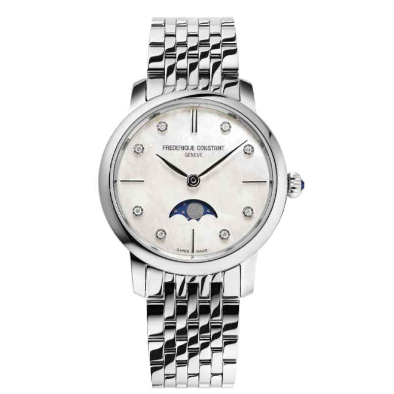 FREDERIQUE CONSTANT - SLIMLINE LADIES MOONPHASE QUARTZ WATCH FC-206MPWD1S6B