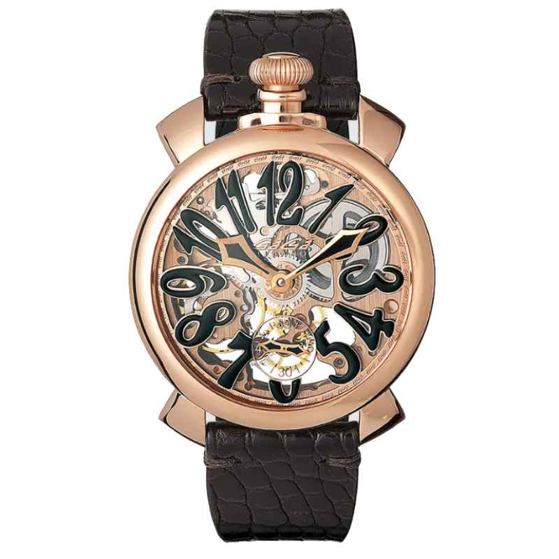 GAGA' MILANO -  SKELETON 48 MM WATCH ROSE GOLD 5311SK02R0AVBK0