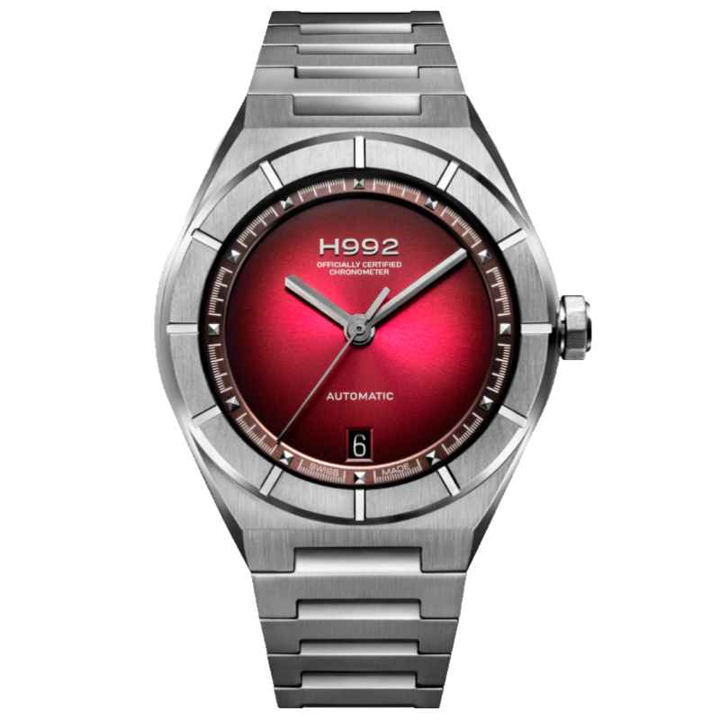 H992 - OROLOGIO H2 BURGUNDY / SILVER METAL WATCH