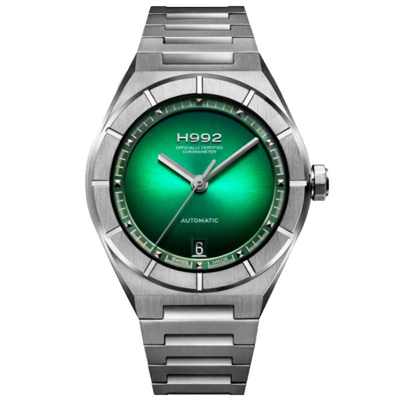 H992 - OROLOGIO H2 GREEN / SILVER METAL WATCH