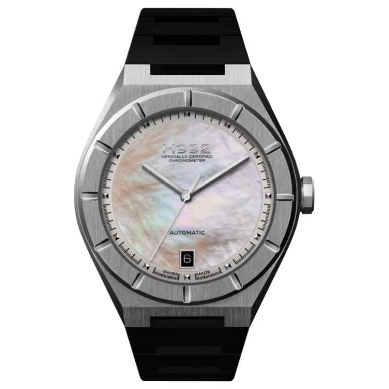H992 - OROLOGIO H2 MOTHER OF PEARL / SILVER RUBBER WATCH