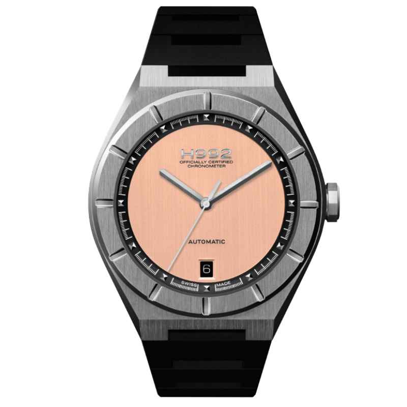 H992 - OROLOGIO H2 SALMON / SILVER RUBBER WATCH