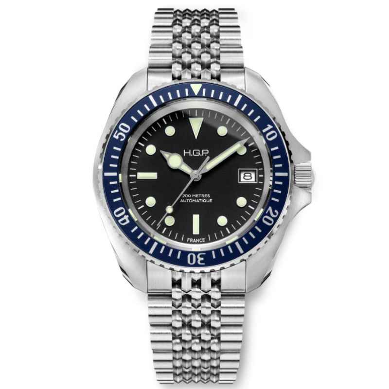 HGP - DIVER'S AUTOMATIC BLACK BLUE STEEL WATCH 200M
