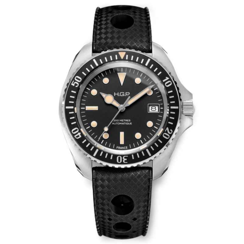 HGP - DIVER'S AUTOMATIC WATCH 200M BLACK RUBBER