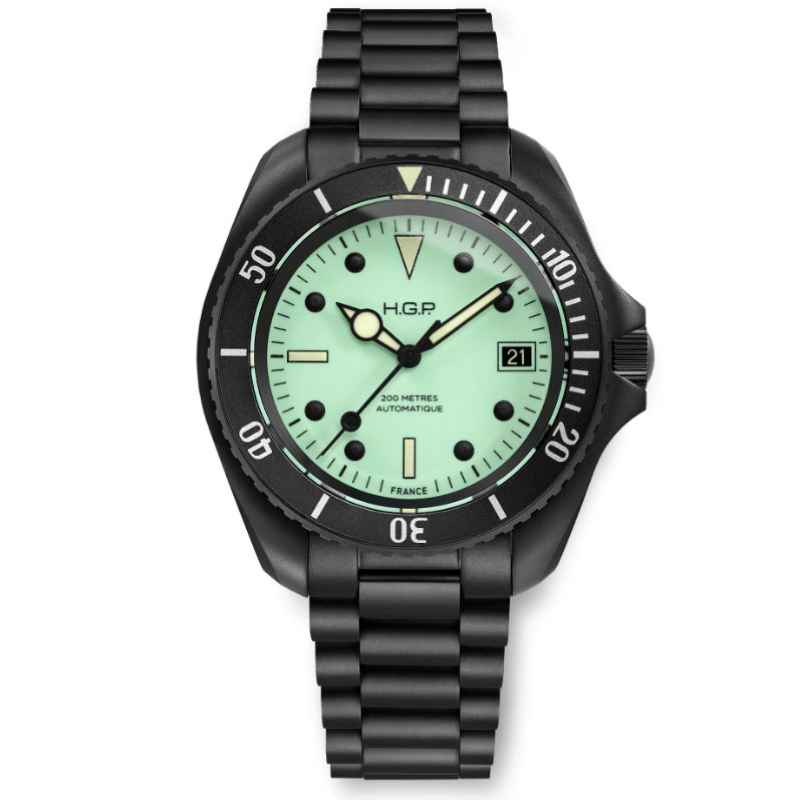 HGP - NIGHT DIVER'S AUTOMATIC FULL LUME WATCH BLACK PVD 200M