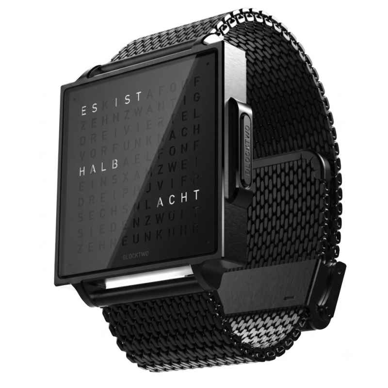 QLOCKTWO W BLACK STEEL WATCH