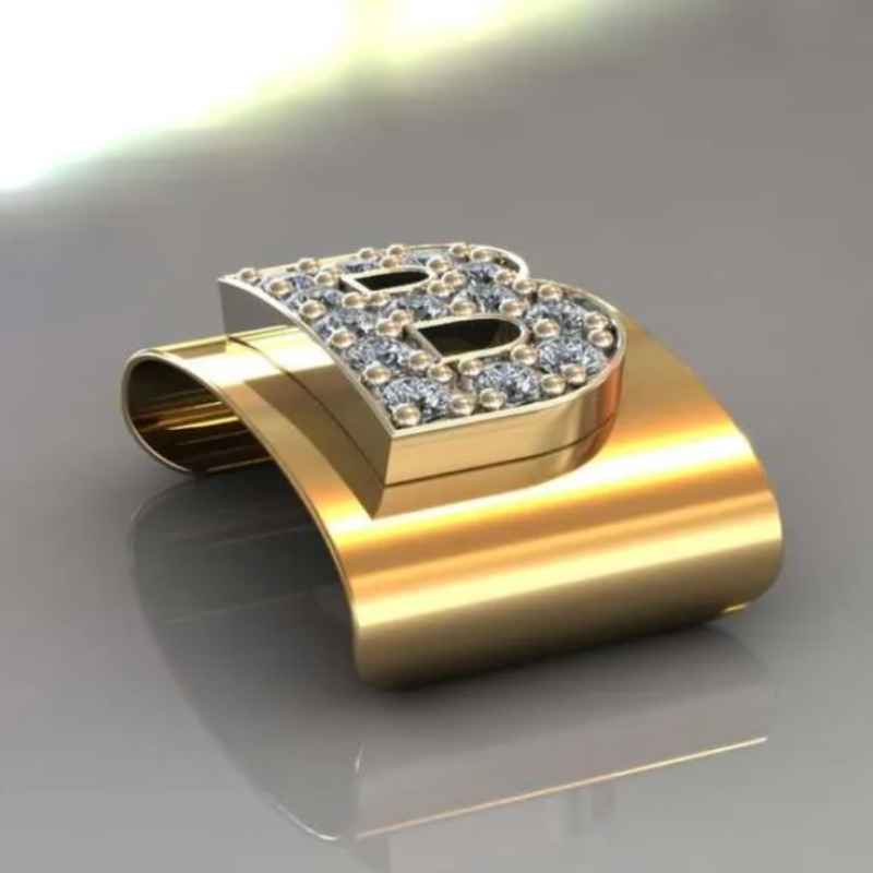 TIMEAPP - CLIP LETTER B WHITE DIAMONDS / GOLD