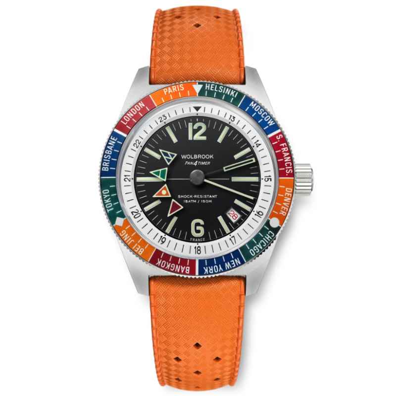 WOLBROOK - AUTOMATIC PAN4TIMER WATCH CAUCCIU' ORANGE STRAP