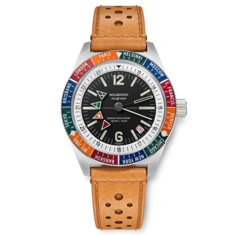WOLBROOK - AUTOMATIC PAN4TIMER WATCH LEATHER STRAP