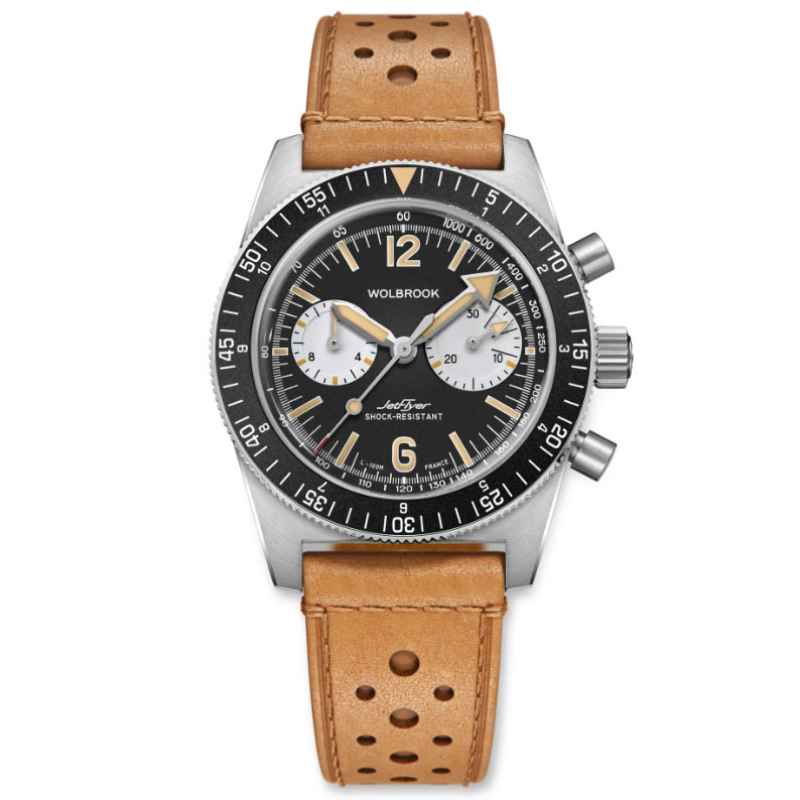 WOLBROOK - JETFLYER AUTOMATIC CHRONOGRAPH BLACK AND SILVER WATCH
