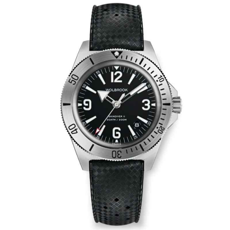 WOLBROOK - SKINDIVER II AUTOMATIC DIVE WHITE LUM BLACK DIAL B WATCH