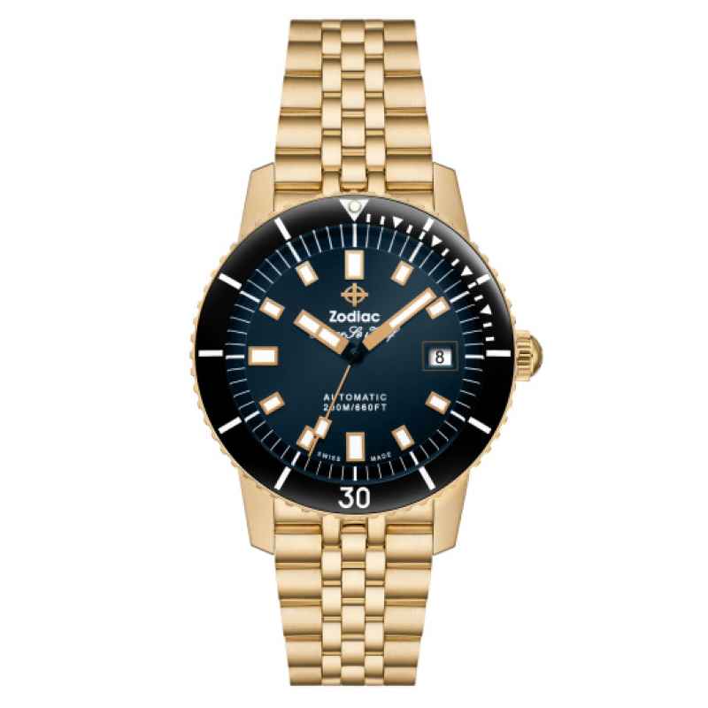 ZODIAC - COMPRESSION DIVER 18K GOLD-PLATED WATCH