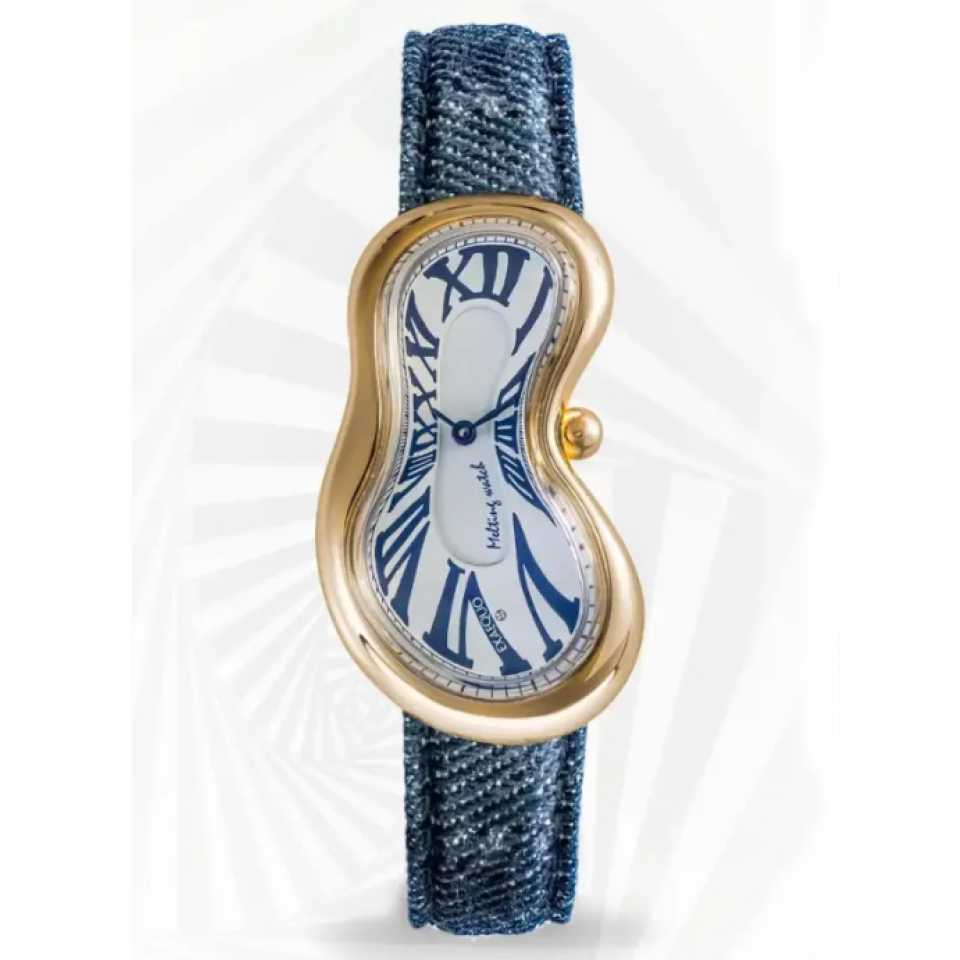 EXAEQUO - OROLOGIO MELTING GOLD WHITE JEANS