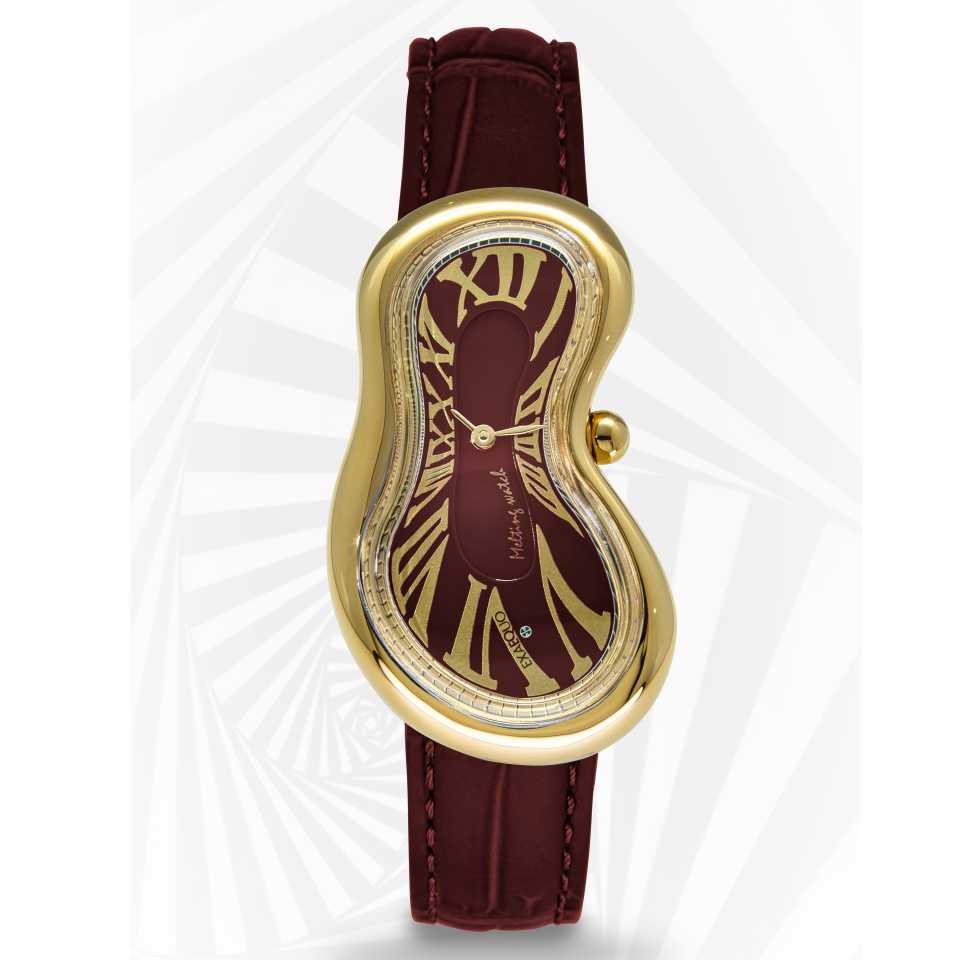 EXAEQUO - OROLOGIO MELTING GOLD BURGUNDY