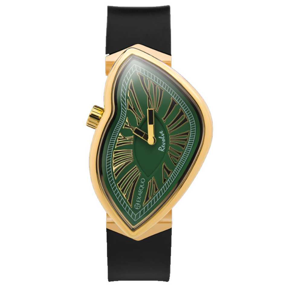 EXAEQUO - REVOLVE GREEN STEEL GOLD IP WATCH