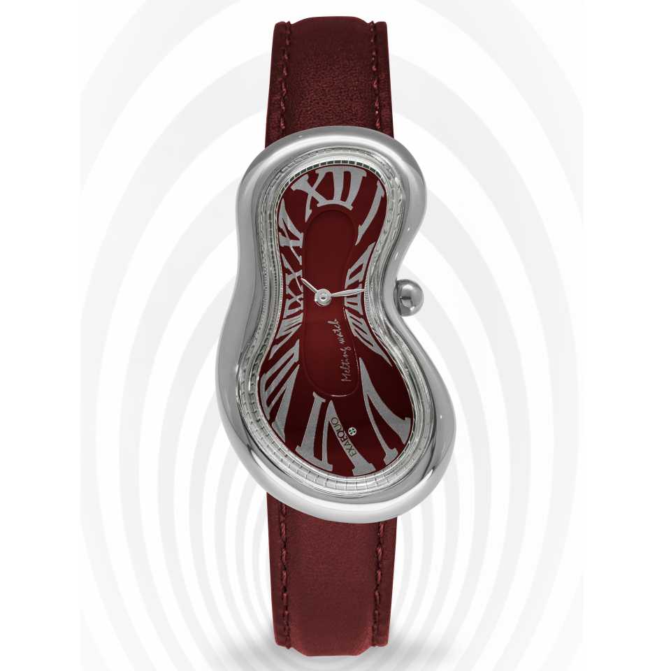 EXAEQUO - OROLOGIO MELTING SILVER BURGUNDY