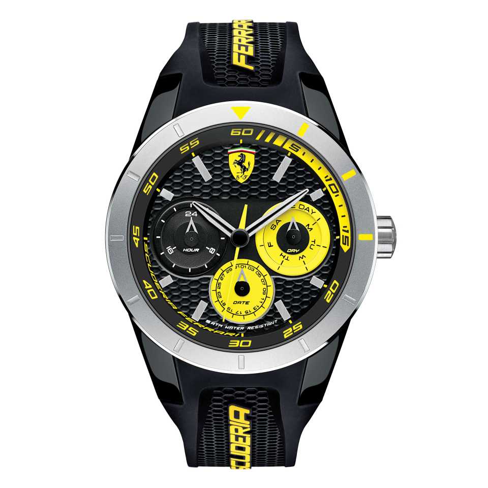 FERRARI - OROLOGIO MULTIFUNZIONE UOMO NERO / GIALLO