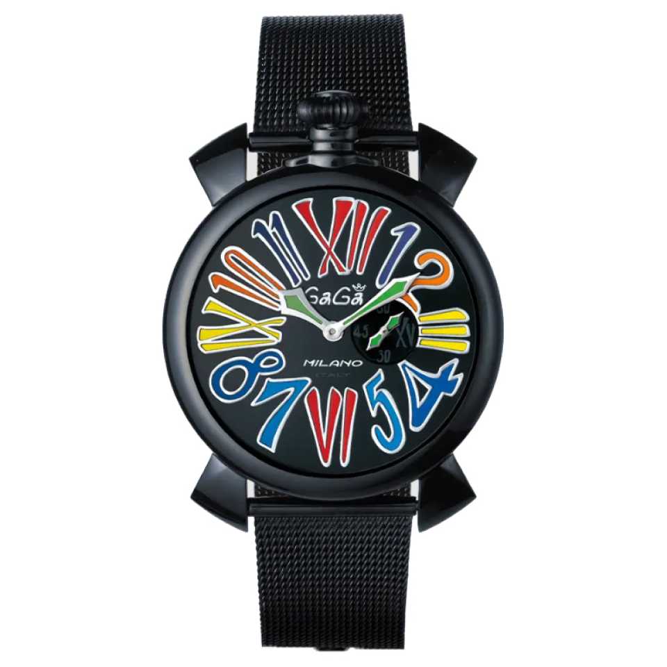 GAGA' MILANO - OROLOGIO SLIM 46 MM- PVD NERO 5082MN01K0STSK0