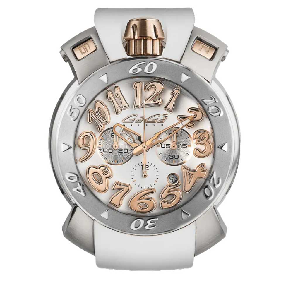 GAGA' MILANO - OROLOGIO MANUALE CHRONO STEEL 8016CR01S0SYWH0