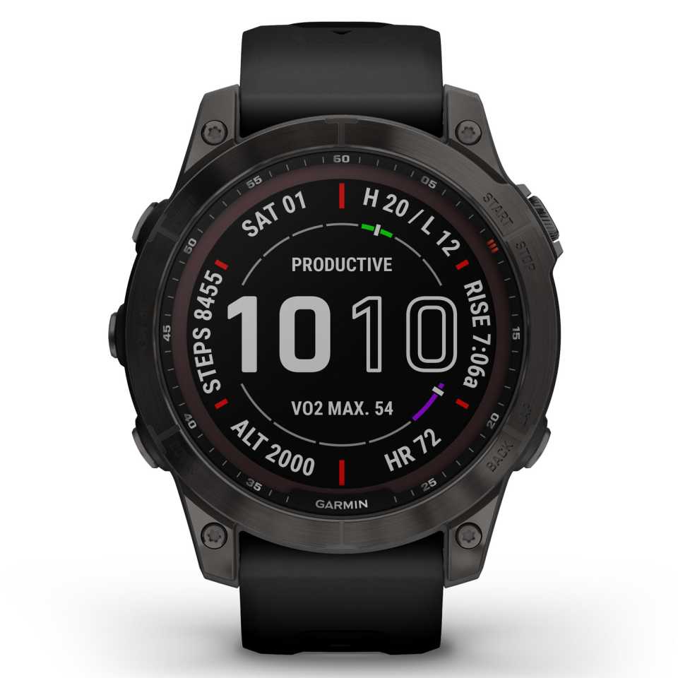 GARMIN - FENIX 7 SOLAR SAPPHIRE CARBON GREY TITANIUM & BLACK WATCH 010-02540-21