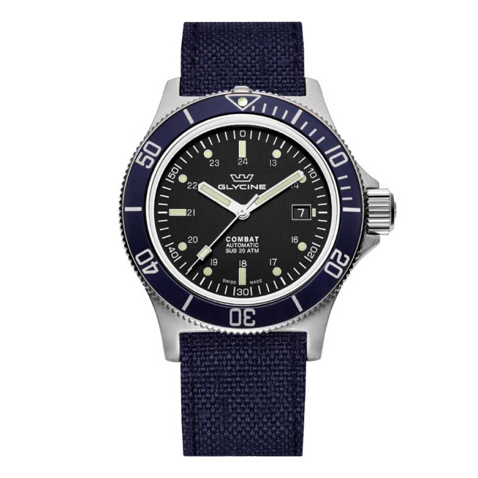 GLYCINE - OROLOGIO COMBAT SUB  NERO / BLU