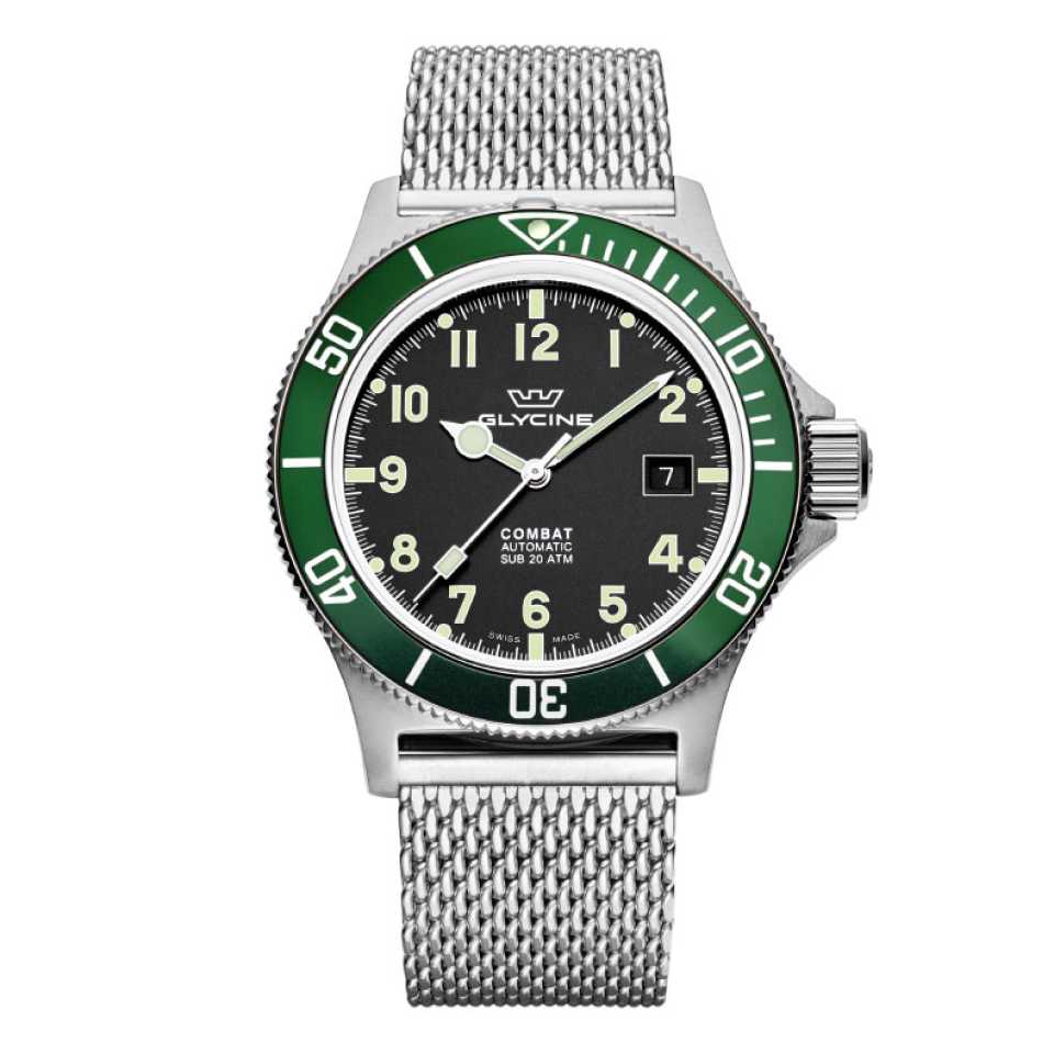 GLYCINE - OROLOGIO COMBAT SUB  NERO / VERDE