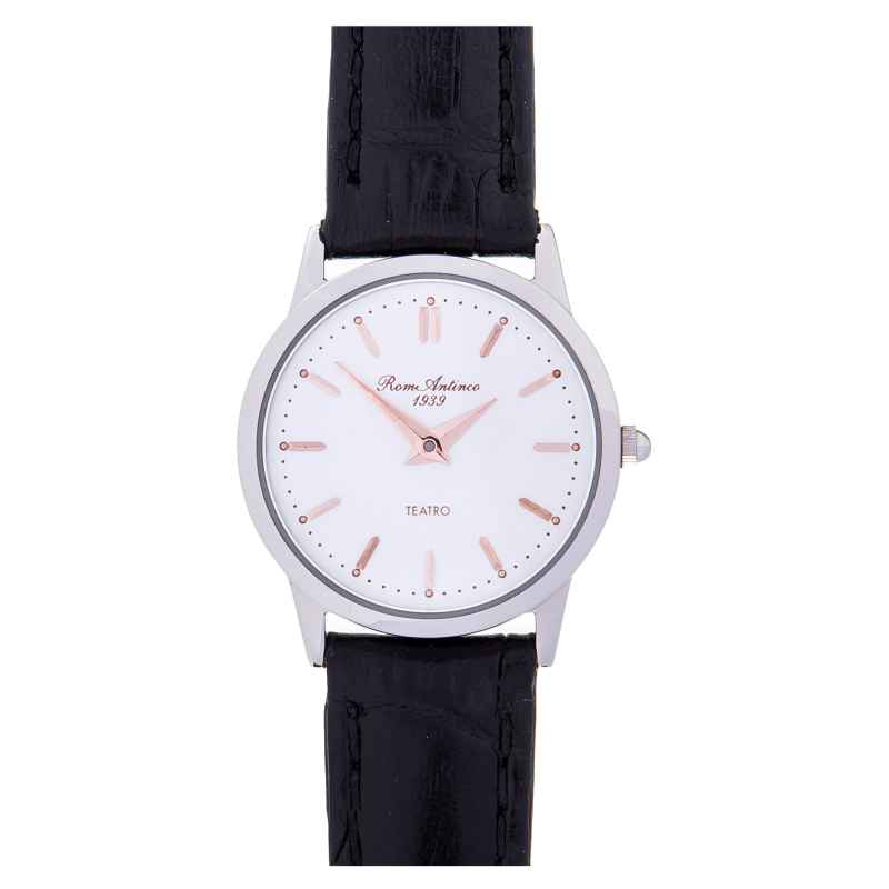 OROLOGIO ROMANTICO DONNA BIANCO CINTURINO NERO