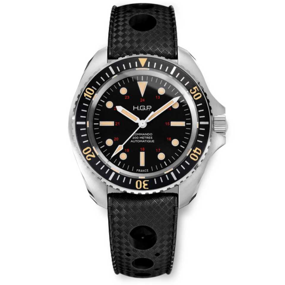 HGP - OROLOGIO DIVER 200M AUTOMATIC COMMANDO NERO GOMMA