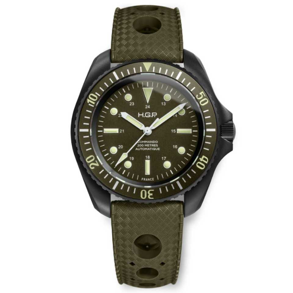HGP - OROLOGIO DIVER 200M AUTOMATIC COMMANDO VERDE GOMMA