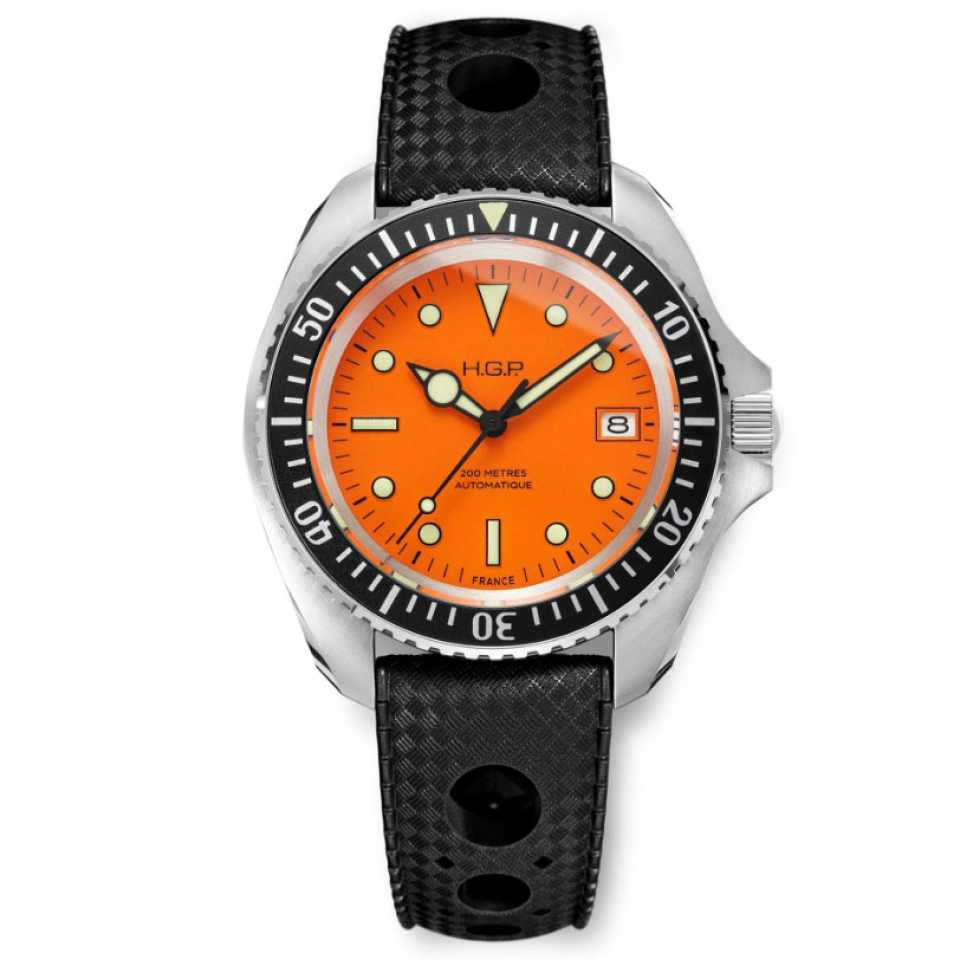 HGP - OROLOGIO SUBACQUEO AUTOMATICO DIVER 200 M ARANCIONE RUBBER
