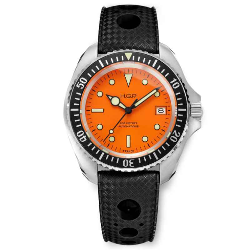 HGP - OROLOGIO SUBACQUEO AUTOMATICO DIVER 200 M ARANCIONE RUBBER