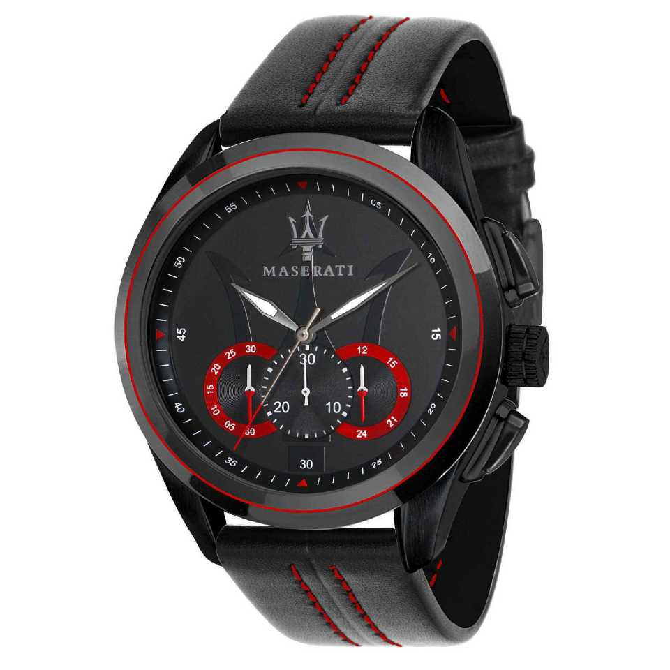 MASERATI - OROLOGIO TRAGUARDO NERO CINTURINO IN PELLE