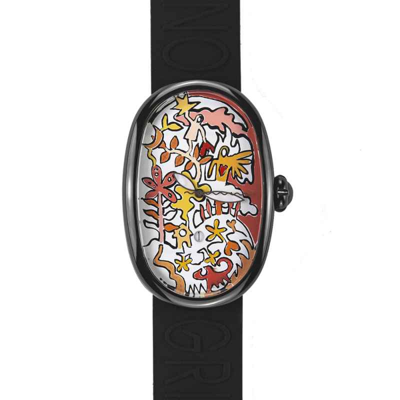 PITTOSCULTORE - OROLOGIO PAESAGGIO ROSSO