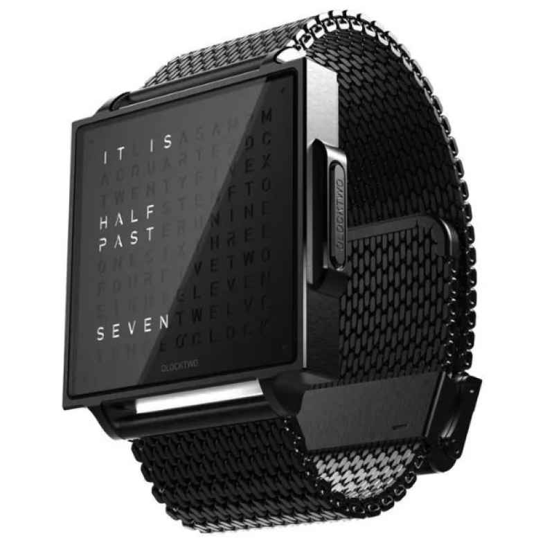 QLOCKTWO W BLACK STEEL OROLOGIO INGLESE