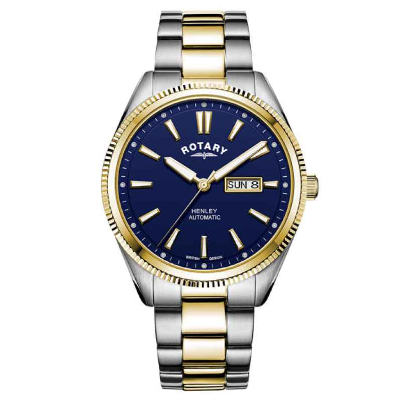 Orologio Rotary Henley GMT Uomo 41mm, Quadrante Blu, Cinturino In Acciaio, Impermeabile 10 ATM, Data E Mese - 2