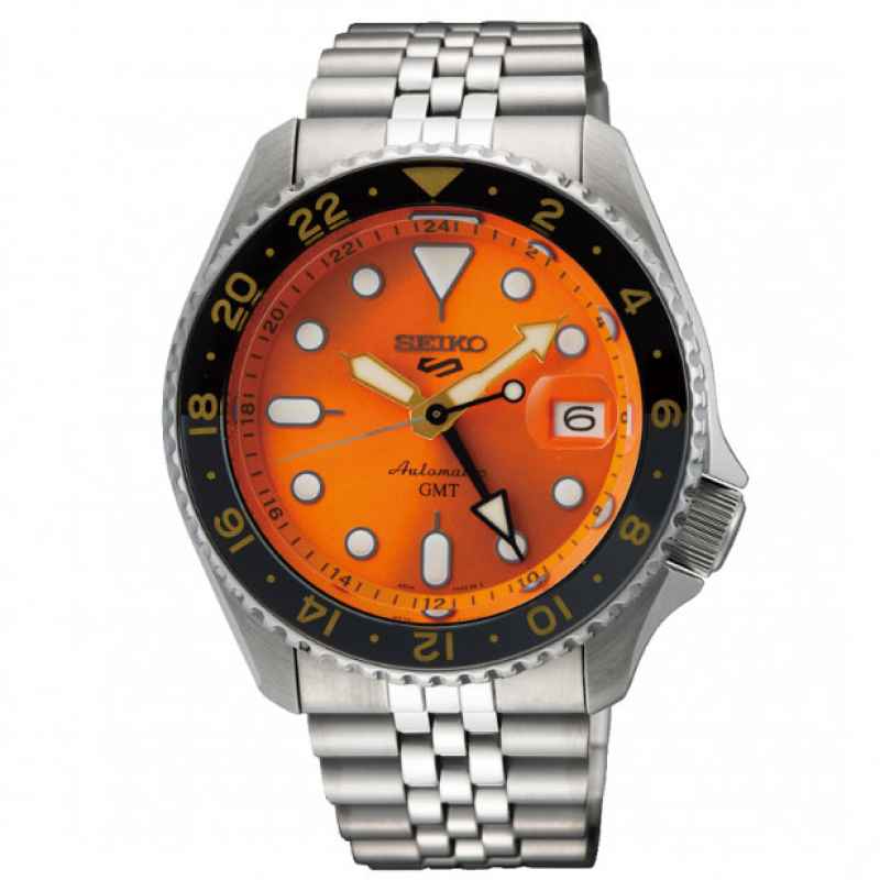 SEIKO - OROLOGIO 5 AUTOMATIQUE GMT ACIER MIKAN ORANGE SSK005K1