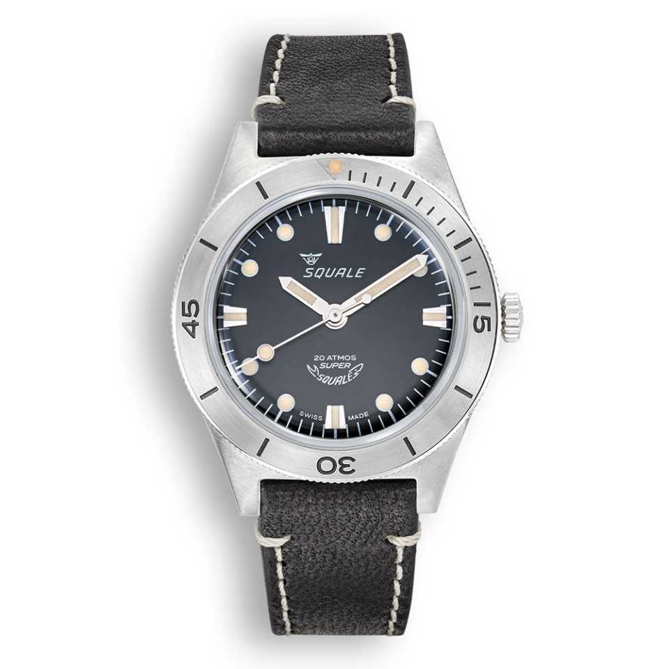 SQUALE - OROLOGIO SUPER SUNRAY BLACK LEATHER SUPERSSBK.PN