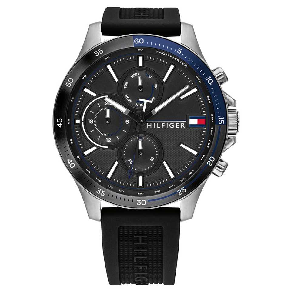 TOMMY HILFIGER - OROLOGIO BANK 46 MM NERO