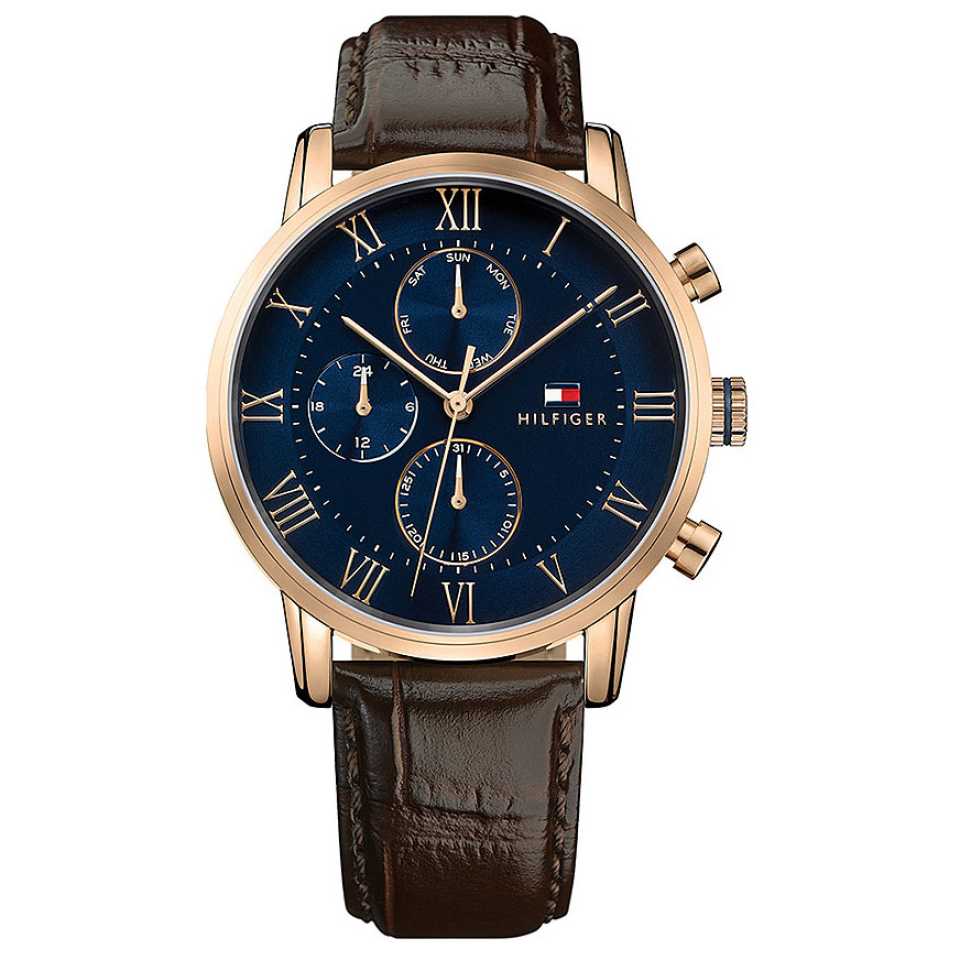 TOMMY HILFIGER - OROLOGIO KANE 44 MM BLU CINTURINO IN PELLE