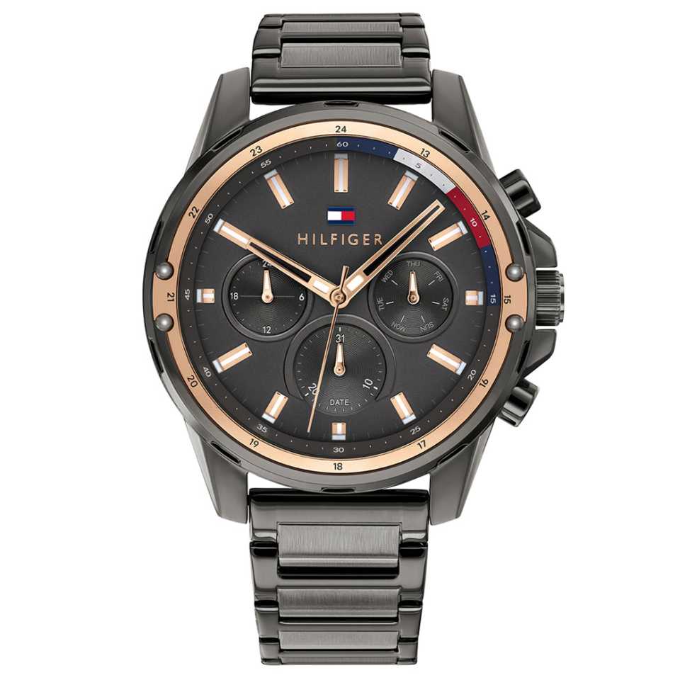 TOMMY HILFIGER - MASON 45 MM STEEL BLACK WATCH