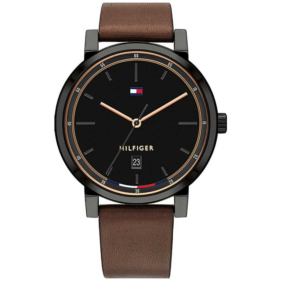 TOMMY HILFIGER - OROLOGIO THOMPSON 43 MM CINTURINO IN PELLE