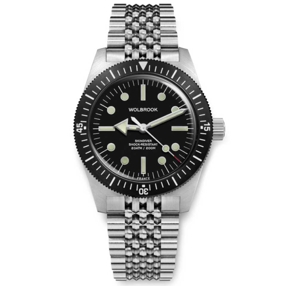 WOLBROOK - SKINDIVER 38 AUTOMATIC WATCH 25-SA38-001-BOR-STL-LE1