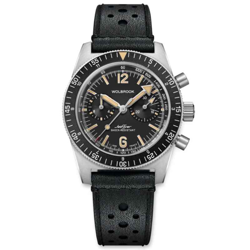 WOLBROOK - OROLOGIO CRONOGRAFO FETFLYER AUTOMATICO QUADRANTE NERO VINTAGE 