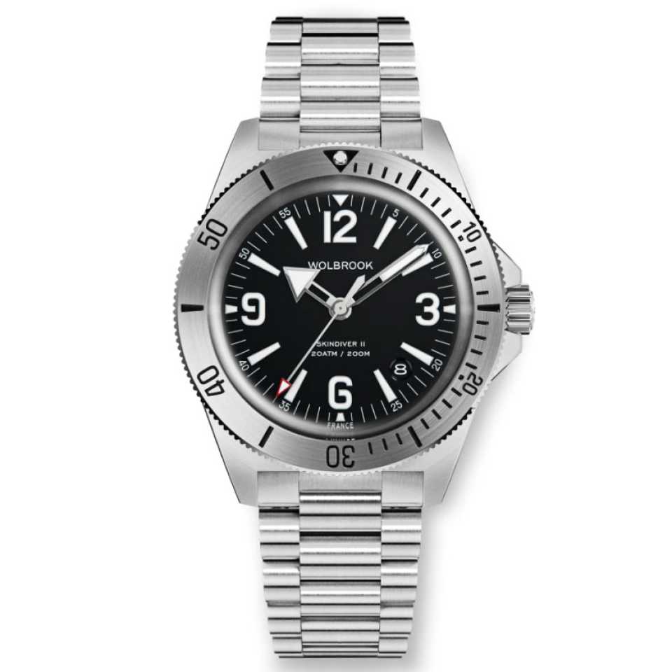 WOLBROOK - OROLOGIO SKINDIVER II AUTOMATIC DIVE WHITE LUM BLACK DIAL S